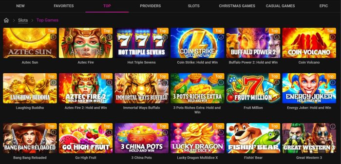 Pulsz Bingo game library showing Top Games grid and categories