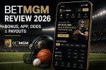 BetMGM Review 2026 featuring the sportsbook app, bonus offer, betting odds, and payout information.